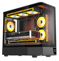 PC Case with Fans 360mm Water Cooling Support 460mm GPU Temperature Display Micro ATX Gaming Computer Case Desktop Tower