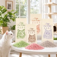 Litière pour chat biodégradable en maïs et tofu, sans poussière, jetable aux toilettes, qualité alimentaire, parfum lavande, personnalisable OEM/ODM