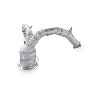 Collecteur d'échappement droit à haut débit sans catalyseur avec bouclier thermique pour Audi Q7 Q8 4M 3.0T EA839 2019-2024 - Product Image 6