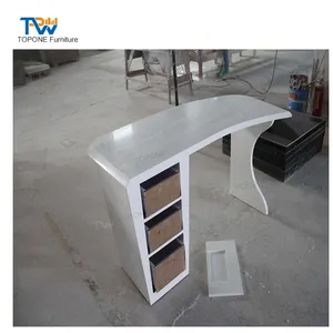 Selling Furniture Curve Shape Executive Office Desk Ergonomic Computer Table with Modesty Panel for Workstation Area