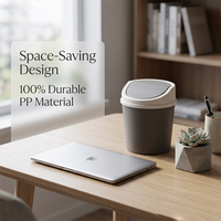 Poubelle de bureau simple à couvercle rabattable en PP, mini bac de rangement à bascule avec couvercle, design créatif et tendance pour la maison et les toilettes