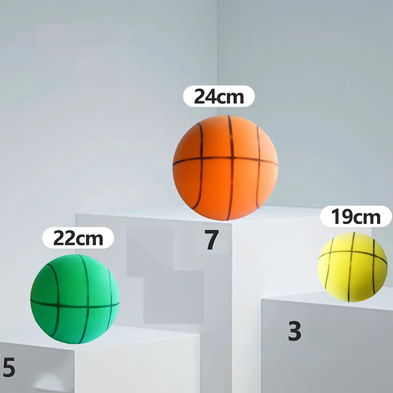 Newest High Quality 3/5/7 Size 18/22/24Cm Pu Foam Lightweight Soft And Highly Elastic Children'S Indoor Play Silent Basketball
