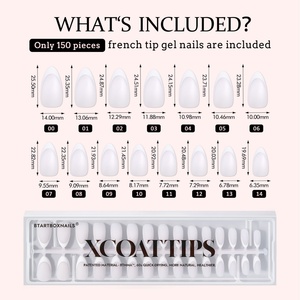 XCOATTIPS เล็บปลอม 150 ชิ้น ขายส่ง ขนาดกลาง ทรงอัลมอนด์ เจล X ปลายเล็บแบบฝรั่งเศส เจลนิ่ม คุณภาพระดับร้านทำเล็บ กดติดง่าย - Product Image 6
