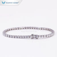 Bracelet Tianyu personnalisé en or blanc 14 carats avec moissanite incolore de 3 mm, 150 mm, design élégant pour les fêtes et les occasions formelles