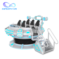 Simulador de Movimiento VR UFO de 5 Asientos 360 °   Atracción de Nave Espacial Giratoria con Juegos de Disparos y Vuelo para Parque de Atracciones
