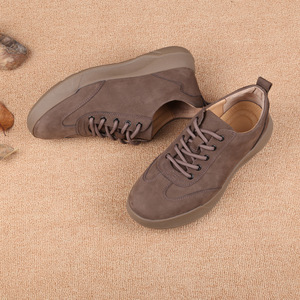 Chaussures décontractées pour hommes en cuir de vachette rétro, à lacets, bout rond, semelle extérieure en cuir véritable, amorti en caoutchouc, toutes saisons, Dongguan - Product Image 3