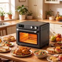 Four à convection à prix compétitif en gros, 26L, boîtier en aluminium, 1800W, grande friteuse à air électrique numérique visible et profonde