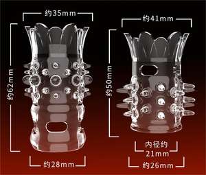 2ピース透明ロータスデザイン男性ディレイコックリングセットボディセーフTPE性的快楽親密なセックス大人のおもちゃ - Product Image 3