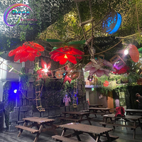 Belle fleur gonflable de décoration accrochante d'étape de fête de nuit avec la lumière menée