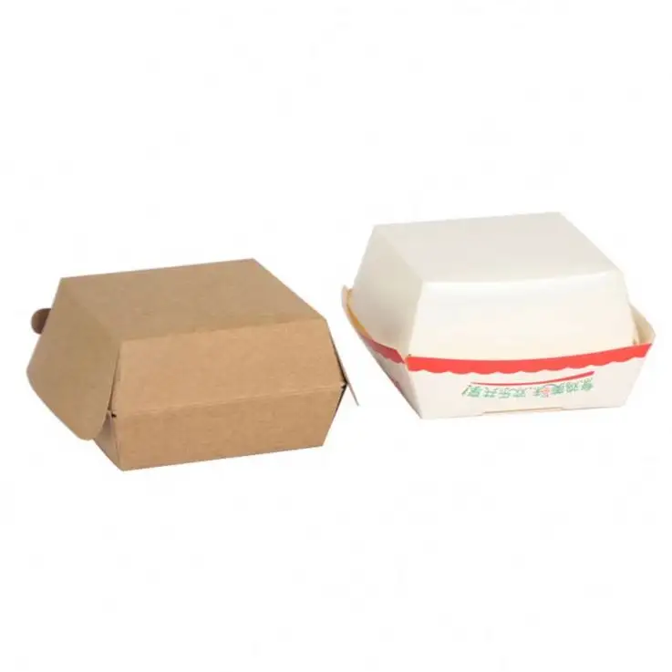 Hamburger Kraft Paper Package Customize Take Out Container Take Away Food Packaging Lunch Box
