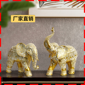 Qi Hang Carved <b>Elephant</b> Figurine QH-21523A Handmade <b>Decorative</b> Home Furnishing Animal Statue Gift For Housewarming - Product Image 2
