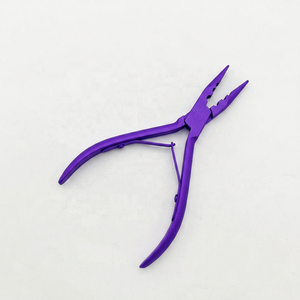 Pinza Profesional de Acero Inoxidable de Grado Quirúrgico con 3 Orificios para Extensiones de Cabello, Color Morado Premium, Marca OEM TEEJAY - Product Image 1