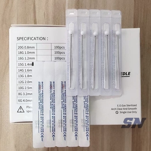 Aiguilles de perçage stériles creuses 100 pièces sous blister, aiguilles droites 12G 14G 16G 18G 20G pour nez, nombril, oreille - Product Image 6