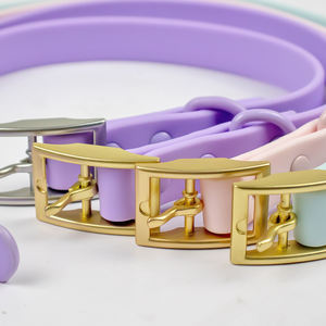 Bajo MOQ PVC color encantador perro Correa y collar ajustable partido metal hardware mascota <span class=keywords><strong>boutique</strong></span> más barato al por mayor - Product Image 3