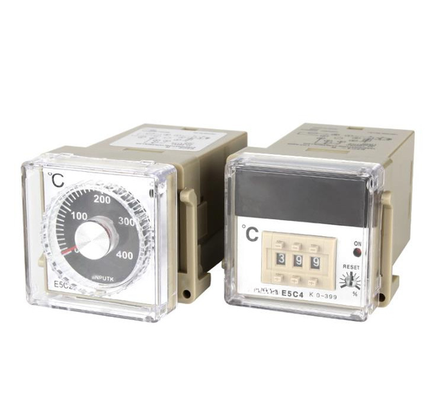 E5C4/E5C2 220V Digital Display Pointer Knob Temperature Controller 0-399/0-999 Celsius K Type/PT100 Type Thermostat With Socket brand-new