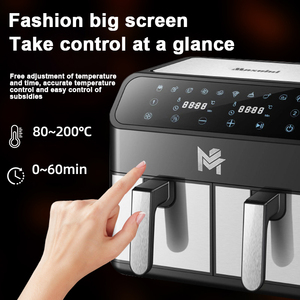 Thiết kế mới airfryers tự động kép dầu miễn phí nấu ăn điện sâu kỹ thuật số 4L + 4L Nồi chiên không khí - Product Image 3