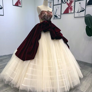 Robe de bal, robes de soirée, fleurs 3D, sans bretelles, irrégulière, robe de cocktail de mariage WM34 - Product Image 6