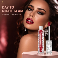 Gloss à lèvres vegan effet diamant, label privé, non-collant, mat, liquide, longue tenue, hydratant, brillant, pailleté