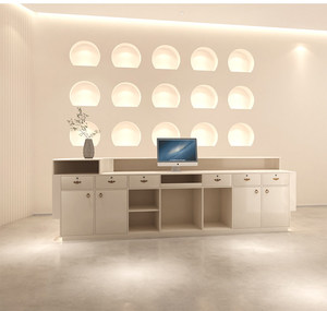Modern Curved <b>Reception</b> Desk Countertop Welcome <b>Counter</b> for Studio Showroom Beauty Salon - Product Image 3