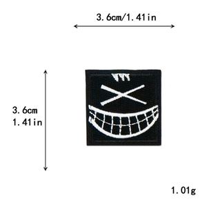 Patch thermocollant en tissu brodé créatif, motif carré noir avec expression amusante, pour vêtements, chapeaux et sacs à dos - Product Image 5
