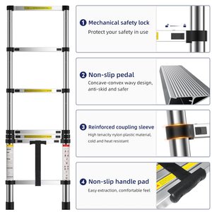 Échelles télescopiques en aluminium légères, extensibles et pliables, design moderne, pour la maison, le camping-car, le <span class=keywords><strong>grenier</strong></span>, utilisation quotidienne, <span class=keywords><strong>escalier</strong></span> - Product Image 3