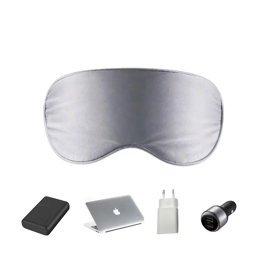 Masque oculaire à graphite en soie véritable, chauffant, câble USB, soins oculaires, produit de qualité supérieure