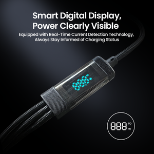Bán Buôn 3 Trong 1 Pd 27W 120W Nylon Bện 1.2M Cáp Chuyển USB Sạc Nhanh Cáp Dữ Liệu Với Thông Minh Hiển Thị Kỹ Thuật Số - Product Image 5