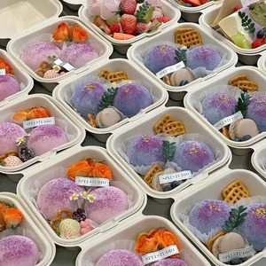 Boîte à gâteau bento en papier biodégradable écologique de qualité alimentaire pour la nourriture pour bébé, le pain, le goûter et la pâtisserie - Product Image 4