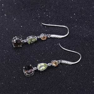 Pendientes de Plata de Ley con Incrustaciones de Jade, Estilo Vintage, Elegantes, con Engaste de Garra, Certificados por GRS, Unisex, Directo de Fábrica - Product Image 3
