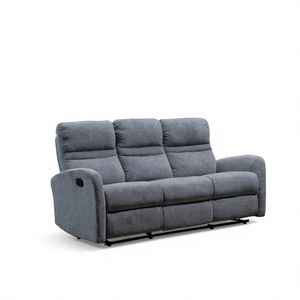 Modern Gray Fabric Manual Recliner <b>Sofa</b> Three Seater Upholstered Lounge Couch For Living Room Home Furniture - Product Image 6