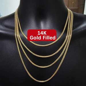 Dây chuyền nam mạ vàng <span class=keywords><strong>14K</strong></span> kiểu hip-hop bền chắc, chất liệu đồng thau, kích thước 3/4/5mm, dài 20 <span class=keywords><strong>inch</strong></span>, kiểu dây Cuban Link, bán buôn - Product Image 1