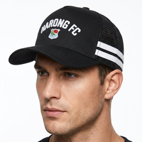 Gorras Trucker de Perfil Alto de 5 Paneles con Franjas Laterales Bordadas en 3D, Gorras Trucker Personalizadas con 2 Franjas de Espuma y Malla, Cierre a Presión