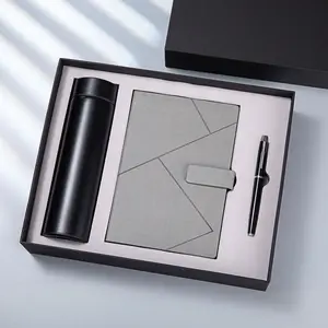 Novidade caderno personalizado de luxo com caneta e garrafa de água conjunto de presente corporativo