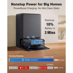 หุ่นยนต์ดูดฝุ่น Ecovacs Deebot T90 Pro รุ่นดั้งเดิม เครื่องดูดฝุ่นไร้สาย แรงดูด 30000Pa พร้อมลูกกลิ้งถูพื้น อุปกรณ์ทำความสะอาดพื้นบ้านอัจฉริยะ - Product Image 4