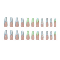 Ongles personnalisés Y2K Mermaidcore haut de gamme 24 pièces multi-texturés, sculpture 3D, strass, luxe, à presser, bijoux papillon pour doigts