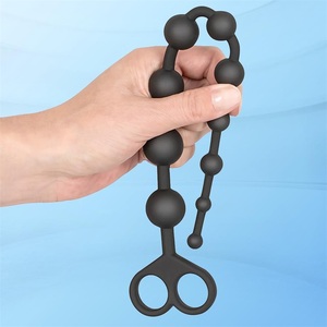 Juguetes sexuales al por mayor: Tapón anal de silicona negra con cuentas, tapón anal delgado con cuentas 	 Juguetes <span class=keywords><strong>Anales</strong></span> con 10 <span class=keywords><strong>Bolas</strong></span> de Tamaño Gradual - Product Image 6