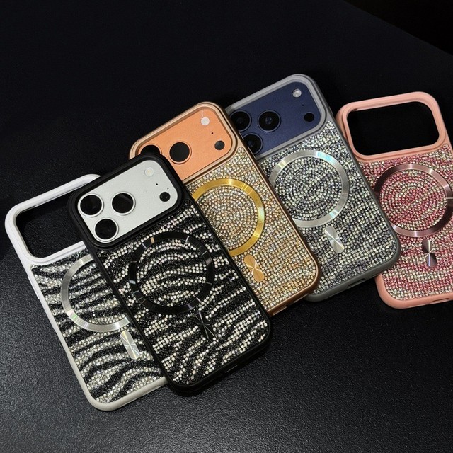 Luxury Glitter Bling Diamond Shiny Electroplating Magnetic Shockproof Phone Case for iPhone 17 16 15 14 13 12 Pro Max