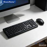 Combo Clavier et Souris Sans Fil Dream Kacher avec Rétroéclairage LED, Clavier Métallique 104 Touches, Touches Multimédias, Design Ergonomique, Utilisation à Domicile ou au Bureau