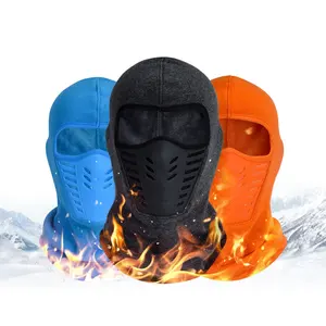 厂家批发销售冬季防风黑色全面罩保暖羊毛巴拉克拉瓦涤纶滑雪面罩