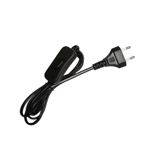 Table Lamp Power Cord 2.5A Euro Gauge Flat Plug Ac Power Cord Vde Certified Two Pin Euro Standard With 303 Switch Plug Cord