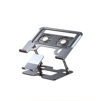 Support de refroidissement silencieux pliable double usage pour ordinateur portable et téléphone portable avec ventilateur pour ordinateur portable de jeu, rehausseur de refroidissement par air