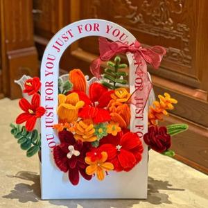 Ramo <span class=keywords><strong>de</strong></span> Girasoles Artificiales Hechos a Mano con Limpiapipas, Caja <span class=keywords><strong>de</strong></span> Regalo Portátil <span class=keywords><strong>de</strong></span> Papel, Regalo Artesanal para Bodas y San Valentín, Venta al por Mayor - Product Image 6