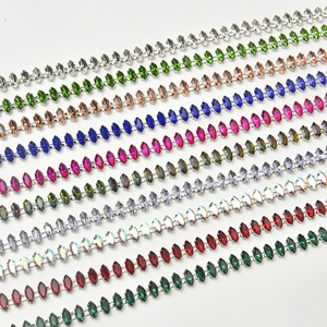 Cadena de cristal de diamantes de imitación brillante de doble hebra hecha a mano Premium de 5x10mm con cadena de cobre duradera para accesorios de joyería de moda - Product Image 5