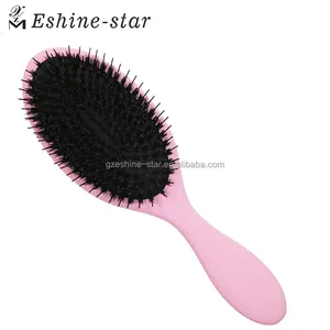 Custom Logo Medium Oval Rubber Air Cushion Nylon Mix Boar Bristle Pink Extension Paddle Hair Brush
