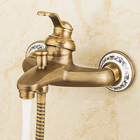 Robinet de douche mural en laiton de luxe, style européen moderne, sculpté, finition or brossé, ensemble de douche en céramique pour appartement et villa