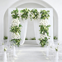 Arche florale carrée en soie verte et blanche 8x8 pieds pour toile de fond de mariage, décoration de fête, événements élégants et location d'hôtels