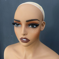 Kepala Manekin PVC Setengah Badan MCY dengan Bahu untuk Pajangan Wig, Kepala Manekin Afrika-Amerika, Kepala Wig Wanita, Riasan Glamor