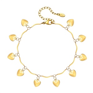 Vintage Dainty Women Jewelry <b>Anklet</b> Non Tarnish Waterproof <b>Gold</b> Plated Stainless Steel Heart Charms <b>Anklets</b> - Product Image 1