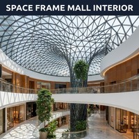 Structure en treillis d'acier pour hall d'exposition de supermarché sans colonnes, portée 30-150m, soudée et boulonnée, préfabriquée, résistante aux tremblements de terre et au vent