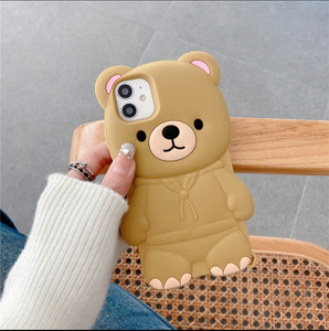 3D mignon ours <span class=keywords><strong>Kawaii</strong></span> dessin animé Silicone <span class=keywords><strong>téléphone</strong></span> portable couverture arrière étui pour fille Iphone 6 7 8 Plus X XS XR 11 12 13 14 15 Pro MAX - Product Image 4